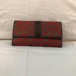 Coach red and brown wallet